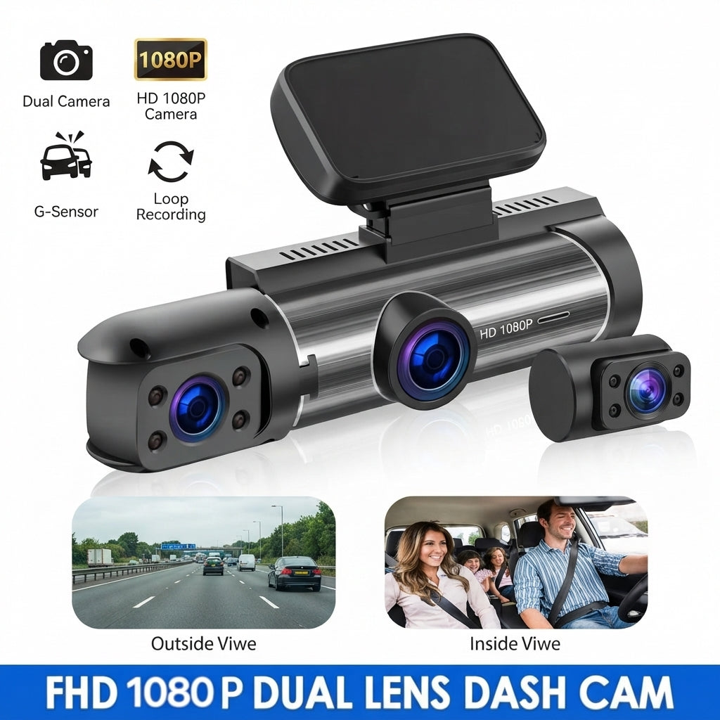 1080P Dual Camera Car Dashboard Camera Infrared Night Vision Ring Recording Wide-angle Lens Cross-border Version