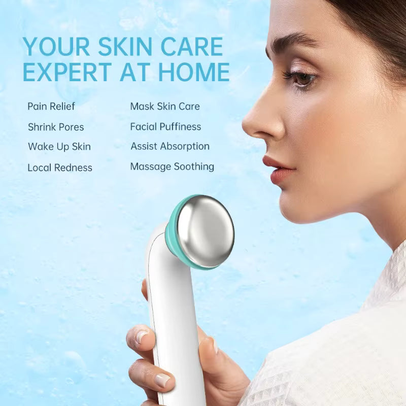 Zavlo Cool Glow Massager cooling head being used on face