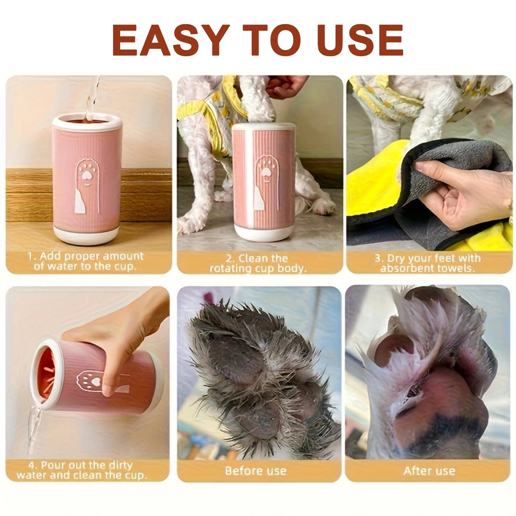 Zavlo Dog Paw Cleaner being used on dog's paw
