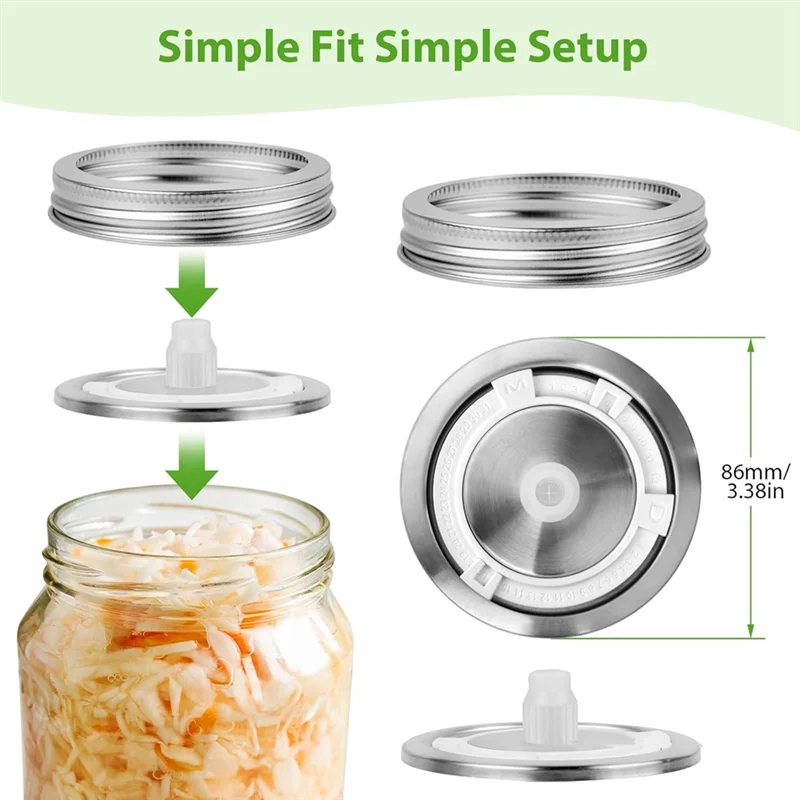 4-Pack Fermentation Lids for Wide-Mouth Mason Jars - Stainless Steel